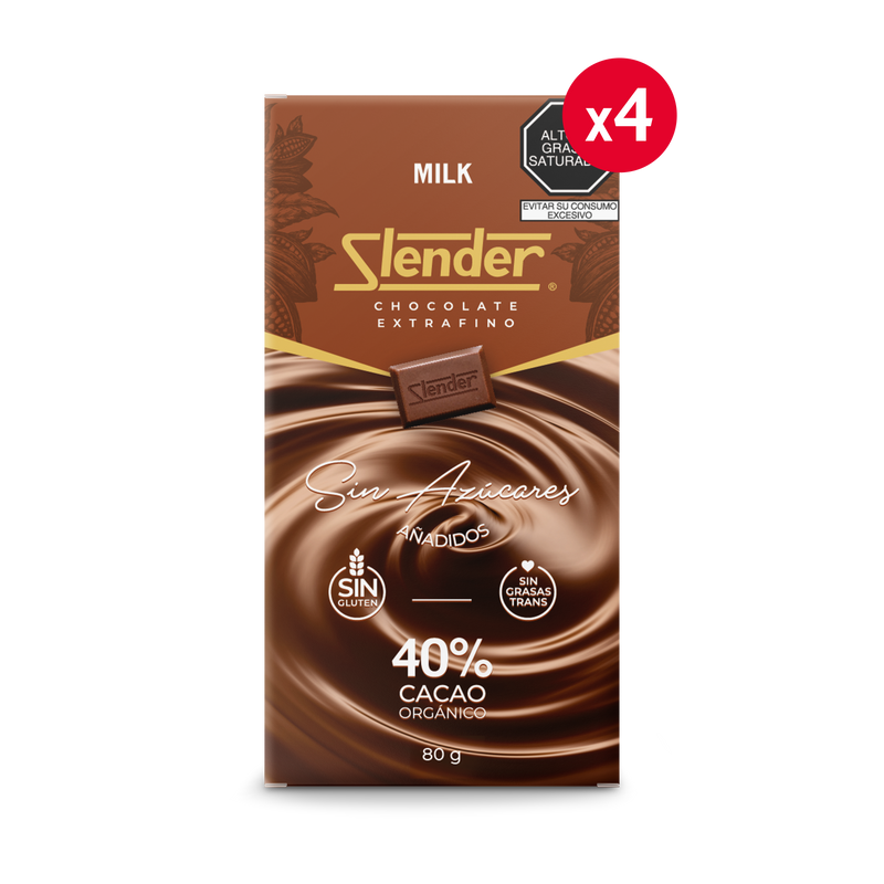 Slender - Pack x4 -  Milk (80 gr.) al 40%