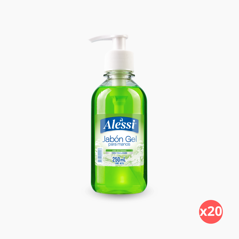 Alessi - Jabón Gel Antibacterial Líquido - (250 ml.) (Pack x20 uni.)