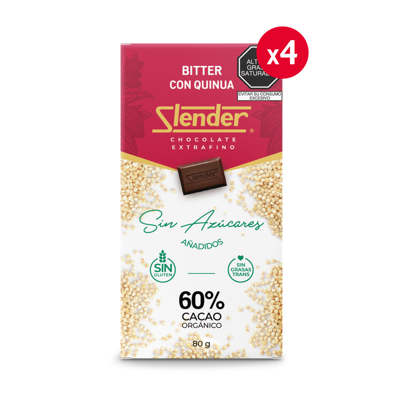 Slender - Pack x4 - Bitter Quinua (80 gr.) al 60%