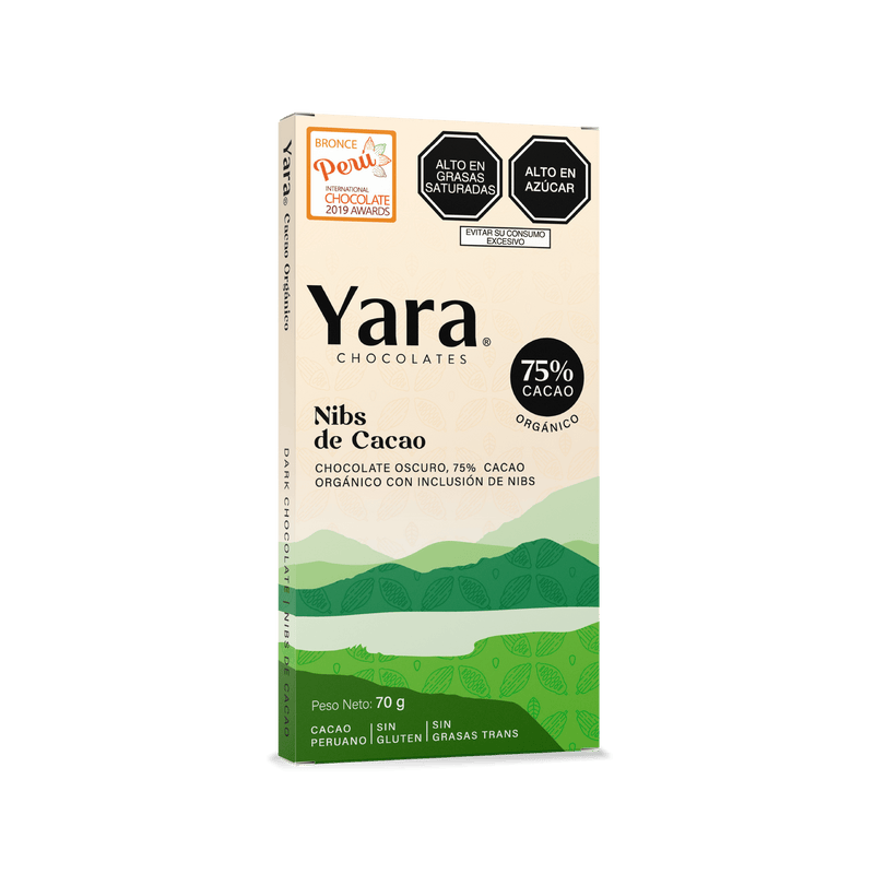 Yara - Nibs Cacao Dark Chocolate (70 gr.) al 75%
