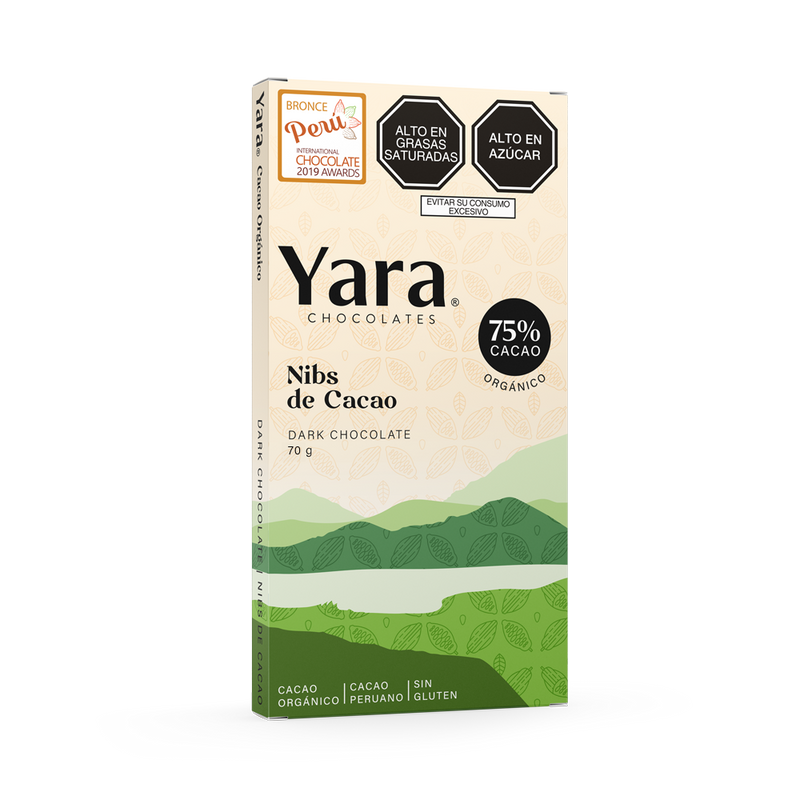 Yara - Nibs Cacao Dark Chocolate (70 gr.) al 75%