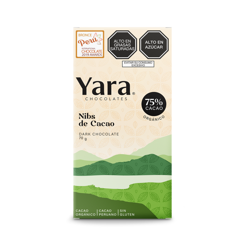 Yara - Nibs Cacao Dark Chocolate (70 gr.) al 75%