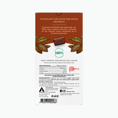 SLENDER TABLETA DE CHOCOLATE MILK contiene 40% de cacao orgánico peruano con sabor a leche. Chocolate con leche endulzado sin azúcar, una perfecta elección balanceada, dulce y saludable.